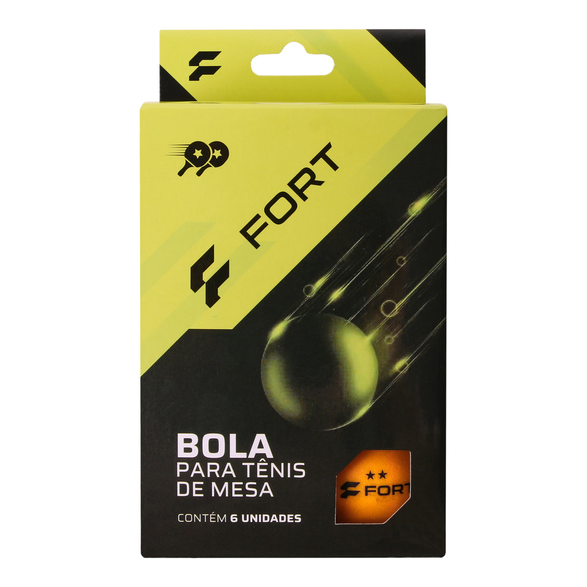 Bola Tênis de Mesa Fort com 6 bolas (2 estrelas laranja)